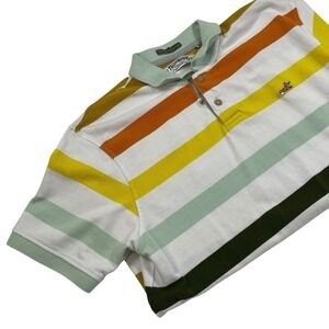 AKOO Trust A Koo Striped Polo Shirt Mens XL 100% Cotton Fox Patch Streetwear Y2K